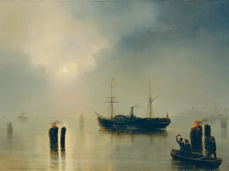 1821-Josef Karl Berthold Puttner - Gita notturna in barca nella laguna